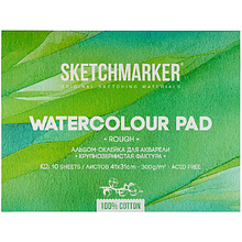 Блок бумаги для акварели "Sketchmarker", А3, 300 г/м2, 10 листов, крупнозернистая