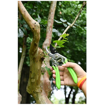 Секатор садовый цельнокованный Deli GS EDL580207, пружина, тефлон, 215 мм., черный, зеленый - 14