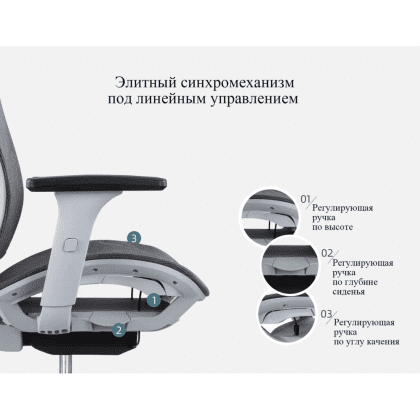 Кресло для руководителя SitZone CH-283A-HS-P1 сетка, серый - 8