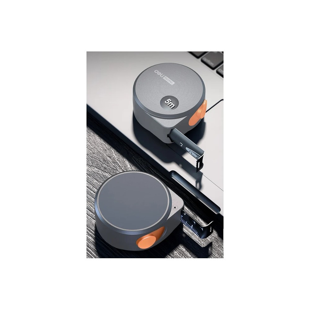 Рулетка Deli HS HT8519C, 5 м х 19 мм, Soft Touch, оранжевый - 6