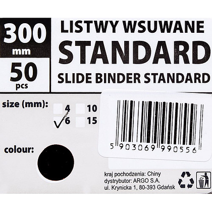 Скрепкошина Argo "Standart", 6 мм, 50 шт, черный - 3