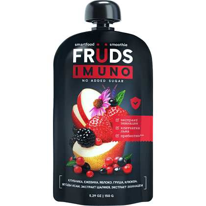 Пюре фруктовое "Smartfood smoothie fruds", вкус груша, яблоко, клубника и ежевика