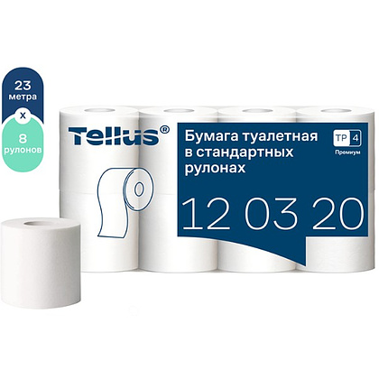 Бумага туалетная Tellus Премиум TP4, 8 рулонов, 23 м, 2 слоя - 2