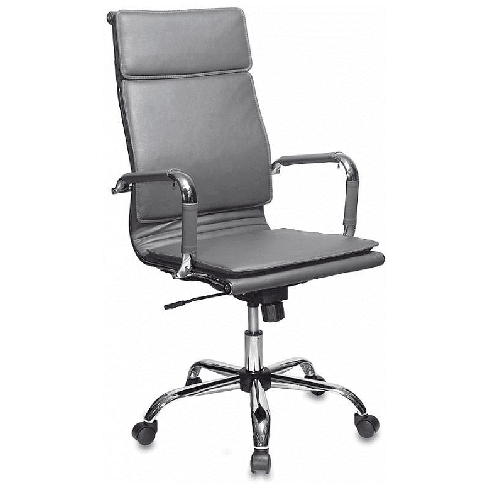 Кресло для руководителя "Бюрократ CH-993" высокая спинка, экокожа, хром, серый