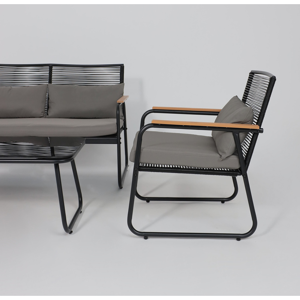 Комплект мебели садовой AksHome GARDENIA (кресло  2 шт, диван 1 шт, стол 1 шт), черный - 16