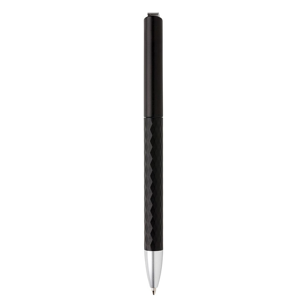 Ручка шариковая автоматическая Xindao "X3.1", 1.0 мм, черный, серебристый, стерж. синий - 4