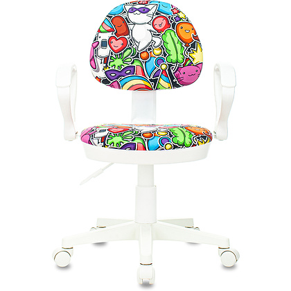 Кресло для детей "Бюрократ KD-3/WH/ARM", пластик белый, мультиколор маскарад - 2