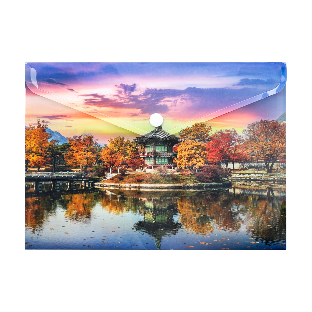 Папка-конверт на кнопке "Orient", A5, разноцветный
