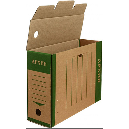 Коробка архивная "Эко", 100x327x240 мм, коричневый, зеленый - 3
