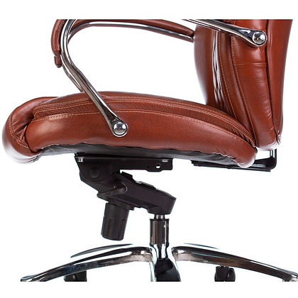Кресло для руководителя Бюрократ T-9924SL, кожа, металл, светло-коричневый - 7