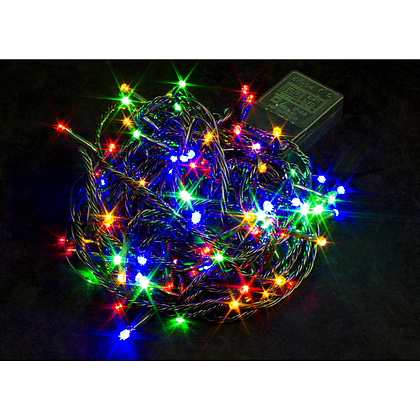 Гирлянда LED "Нить", черный провод, 7 м, разноцветный