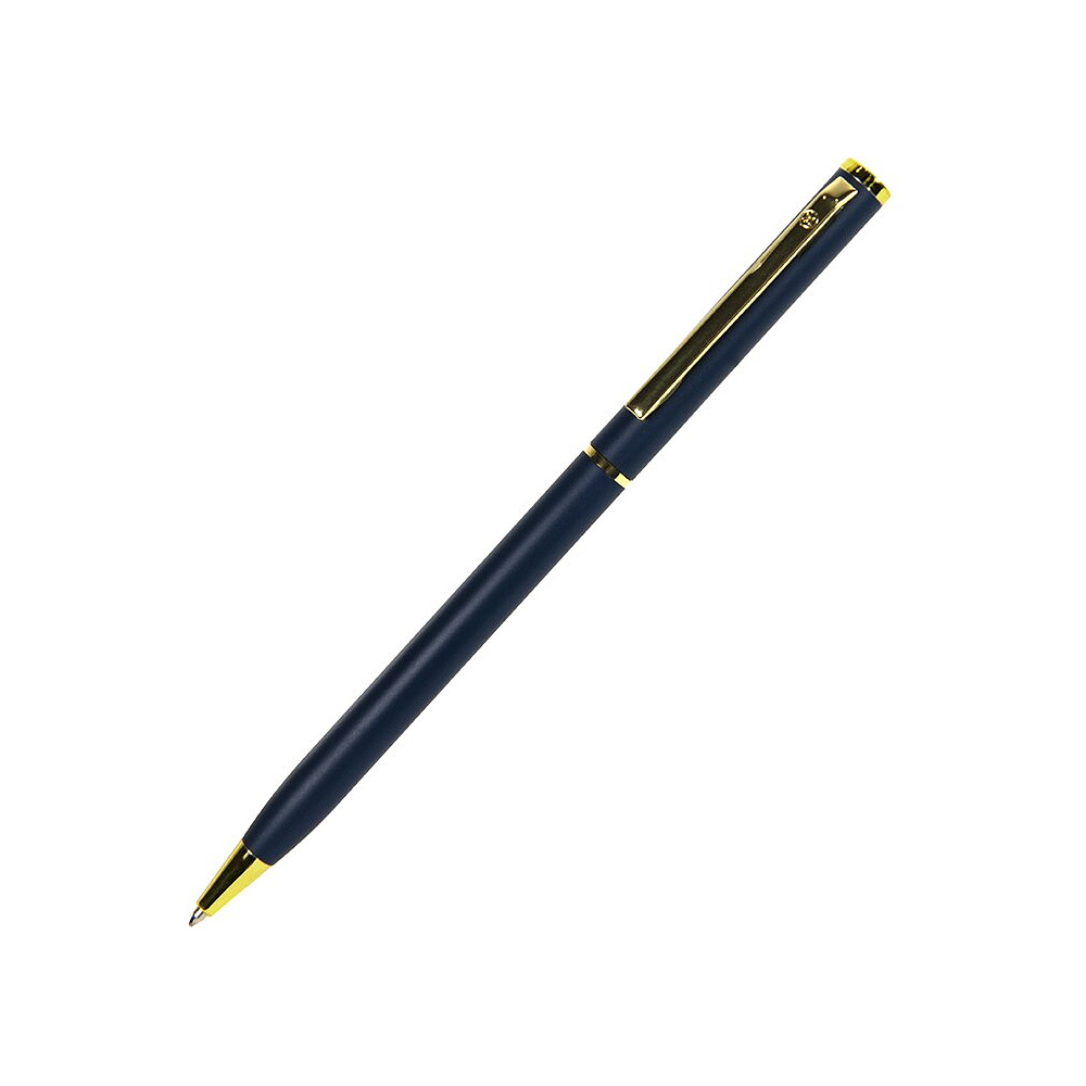 Ручка шариковая автоматическая "Slim", 1.0 мм, глянцевый темно-синий, золотистый, стерж. синий