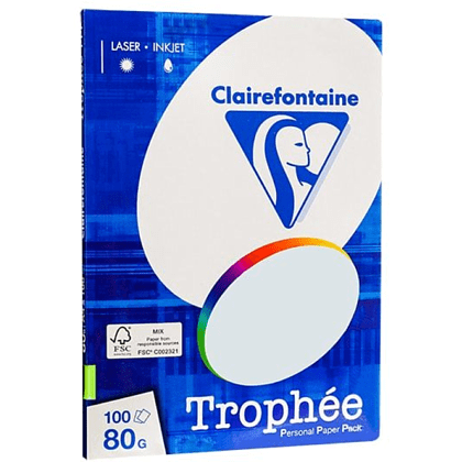 Бумага цветная "Trophée", А4, 100 листов, 80 г/м2, светло-голубой, -30%