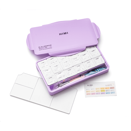 Краски гуашевые "Himi Jelly Cup. Pastel colors", 18 цветов, кювета, фиолетовый футляр - 8