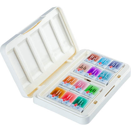 Краски акварельные "Белые ночи грануляция и натуральные земли", 12 цветов, кюветы - 13