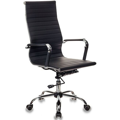 Кресло для руководителя "Бюрократ CH-883", кожзам, хром, черный