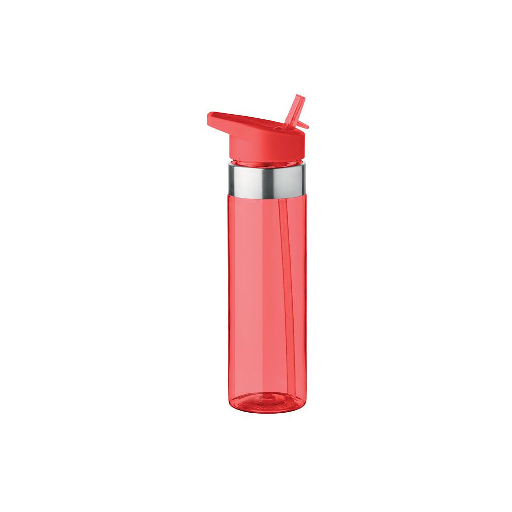 Бутылка для воды "Sicilia", пластик, металл, 650 мл, прозрачный красный