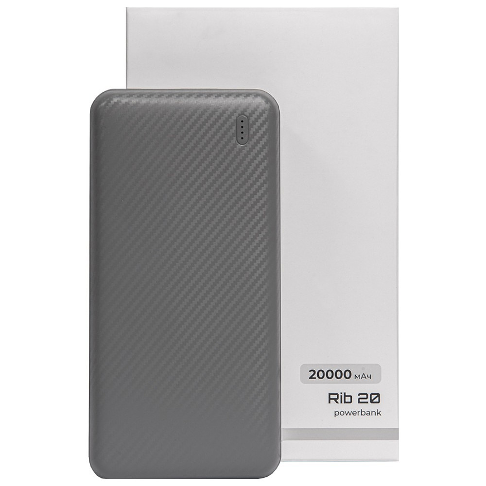 Внешний аккумулятор Power Bank "Rib 20", 20000 mAh, серый - 7