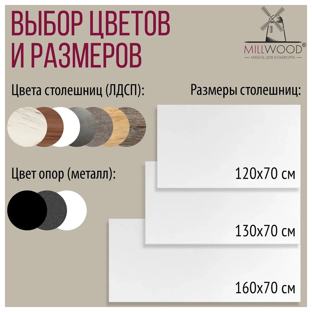 Стол письменный Millwood Лофт Сиэтл (ДТ-5), 1300х700 мм, белый - 11