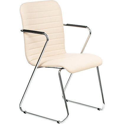 Кресло для посетителей SitUp TASK chrome экокожа, кремовый