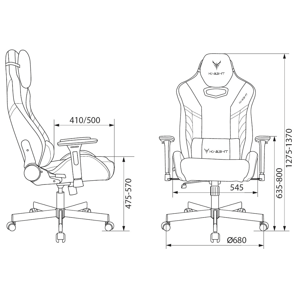 Кресло игровое Бюрократ Knight Thunder 5X экокожа, черный, крестов. металл - 14