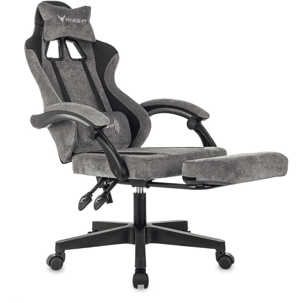 Кресло игровое Бюрократ Knight "Custom/F GR", ткань, пластик, серый, черный - 7