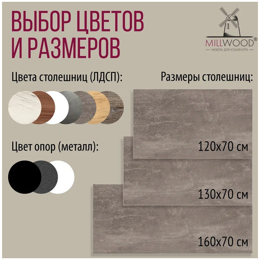 Стол письменный Millwood Лофт Сиэтл (ДТ-5), 1600х700 мм, бетон, черный - 10