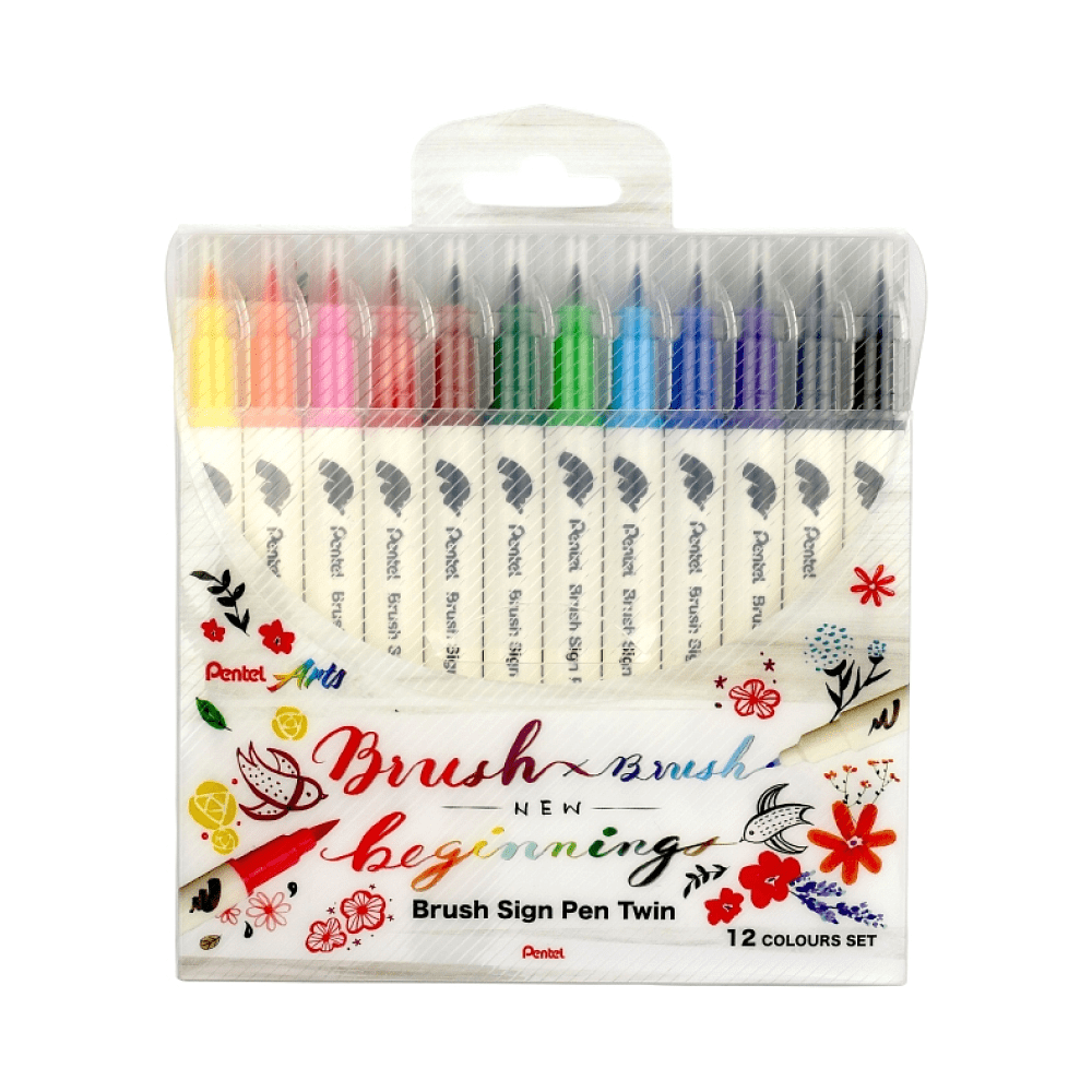 Маркер-кисть "Brush Sign pen twin", 12 шт