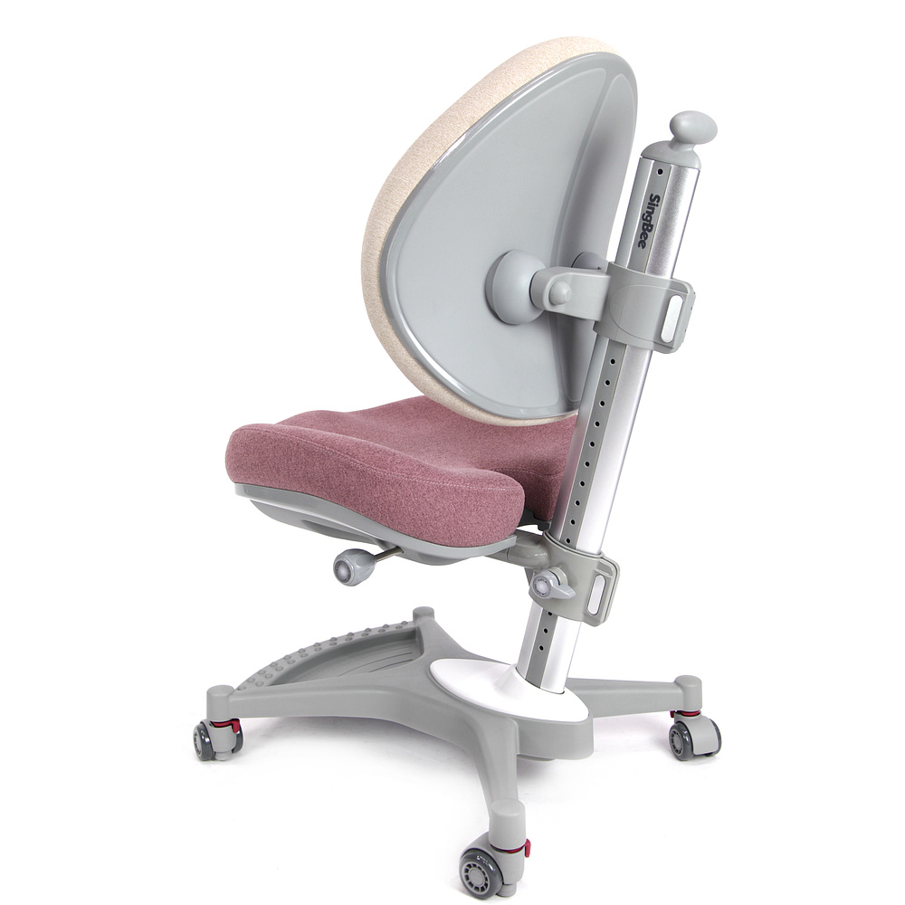 Кресло детское SingBee Cobee 138, ткань, розовый пудровый, пластик, корпус серый, подставка для ног, с чехлом серым - 3