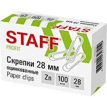Скрепки "STAFF", 28 мм, 100 шт, серебристый