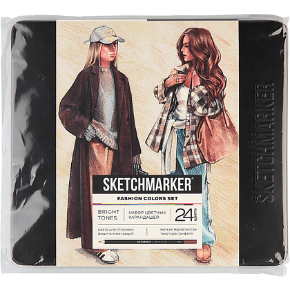 Цветные карандаши акварельные "Sketchmarker Мода", набор 24 цвета, жестяной пенал - 2