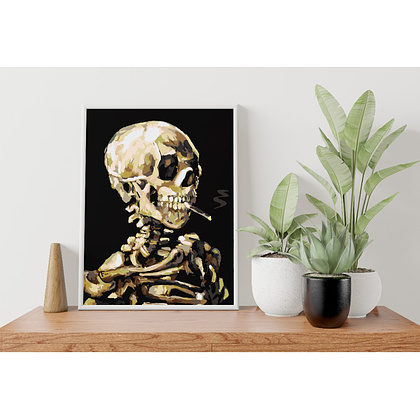 Картина по номерам "Ван Гог. Череп с горящей сигаретой" - 5