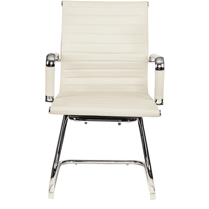 Кресло на полозьях "Бюрократ CH-883-LOW-V", экокожа, слоновая кость, металл хром - 4