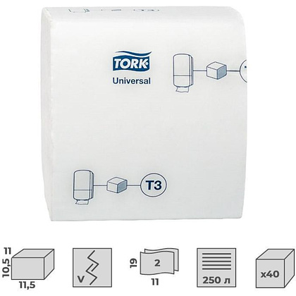 Бумага туалетная листовая "Tork Universal Т3", 1 слой (114272-00) - 2