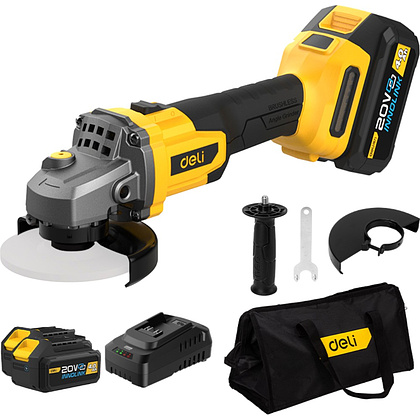 Угловая шлифмашина Deli YS EDC602 20 В, 125 мм, 2 АКБ, 4 Ач, сумка