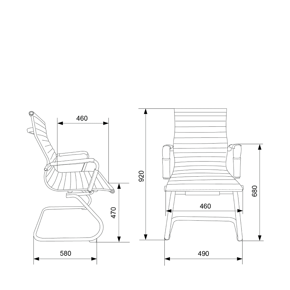 Кресло на полозьях "Бюрократ CH-883-LOW-V", экокожа, слоновая кость, металл хром - 5