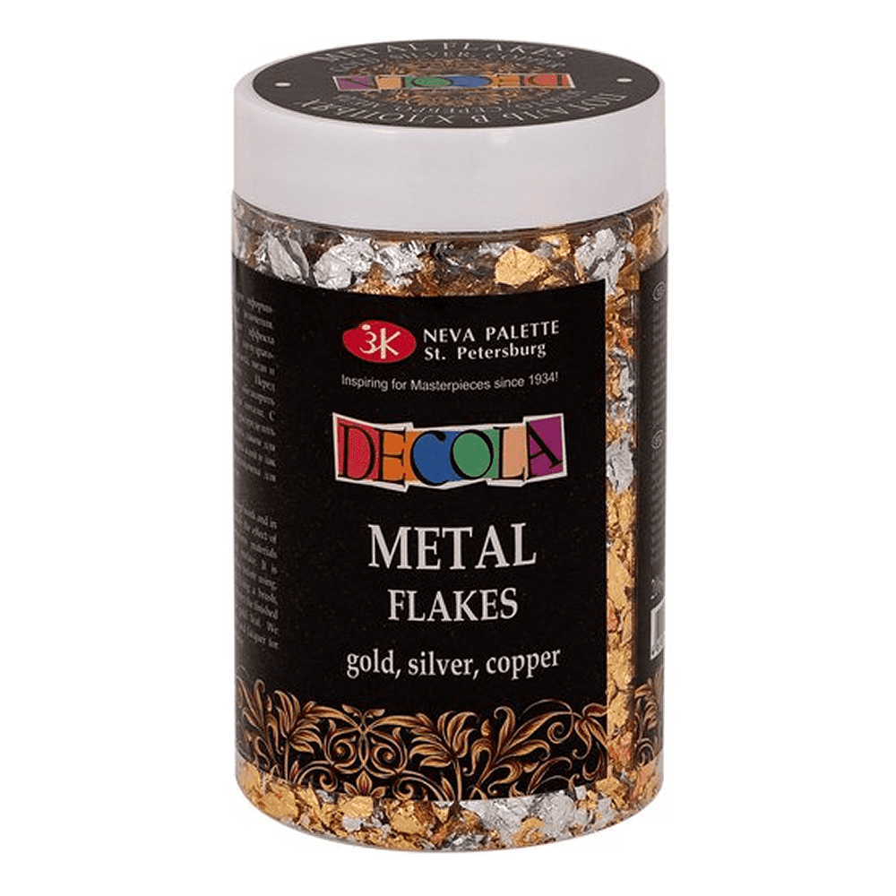 Поталь "Decola" в хлопьях, 3 г, имитация золота, серебра и меди - 2