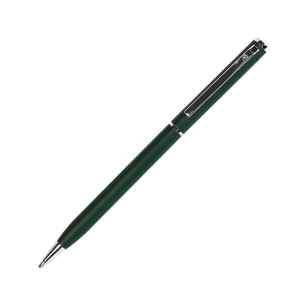 Ручка шариковая автоматическая "Slim 1100", 1.0 мм, зеленый, серебристый, стерж. синий