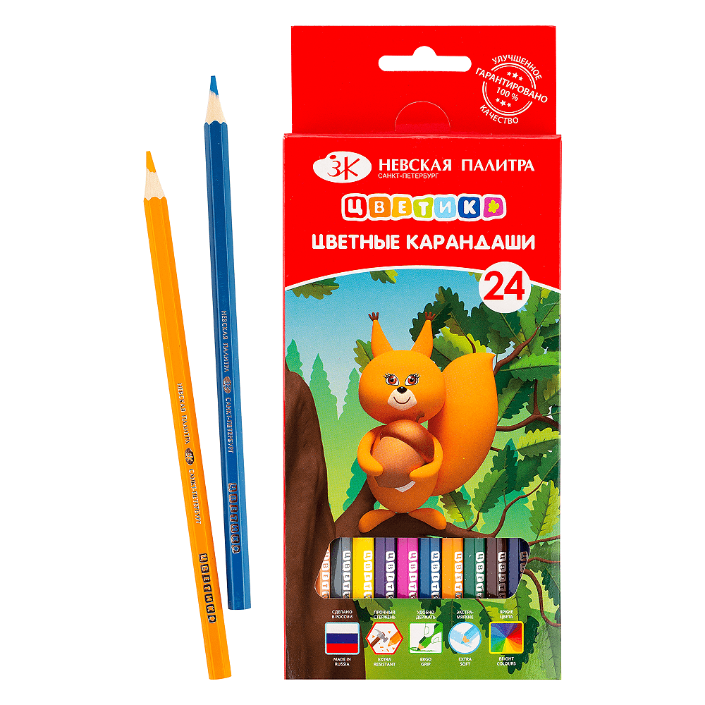 Цветные карандаши "Цветик", 24 шт, шестигранные - 3