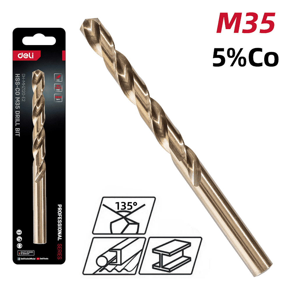 Сверло по металлу Deli RS EDH-MHZ120-E2, 12.0 мм, DIN 338, HSCo 5% - 2