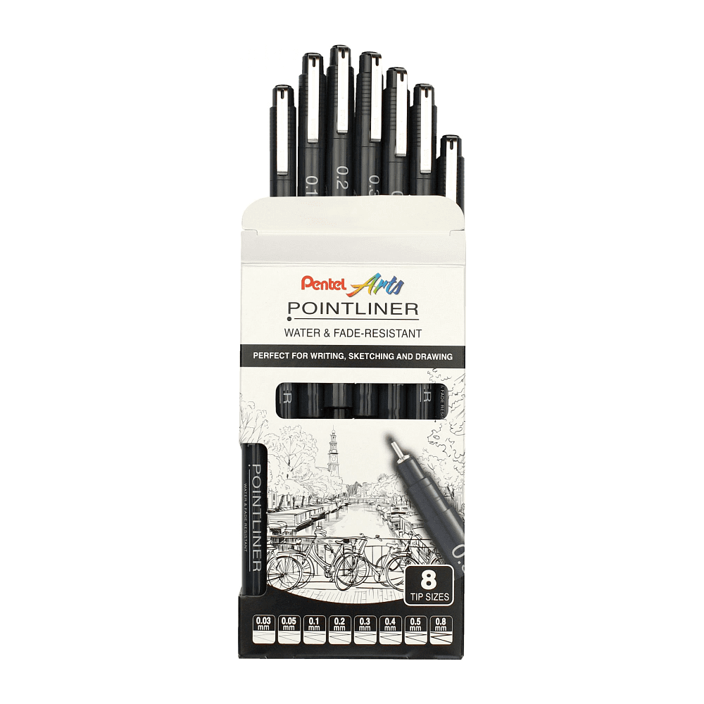 Набор ручек капиллярных "Pointliner", 8 шт, черный - 2