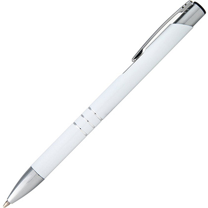 Ручка шариковая автоматическая "Ascot", 0.7 мм, белый, серебристый, стерж. синий