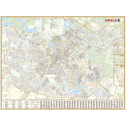 Карта настенная "План города" Минск, 160x120 см
