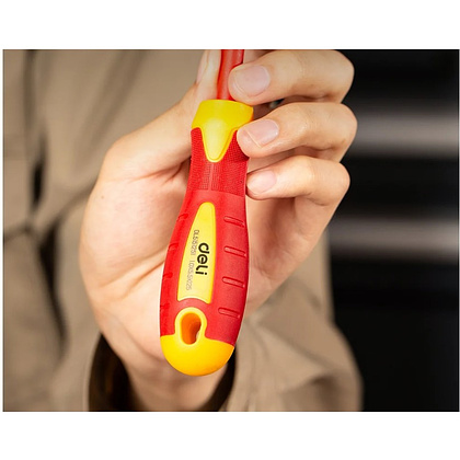 Отвертка диэлектрическая Deli YS EDL5151251, SL5,5х125 мм, желтый, красный - 3