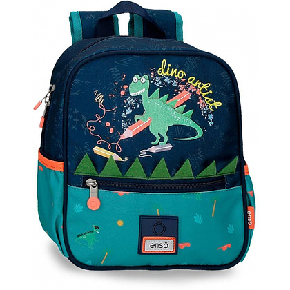 Рюкзак школьный Enso "Dino artist", S, темно-синий, зеленый