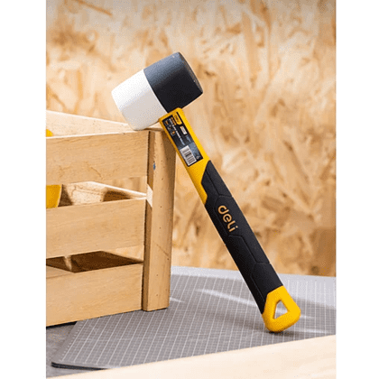 Киянка резиновая Deli YS EDL5816, 0.450 кг, фибергласовая рукоятка, черно-белая - 4