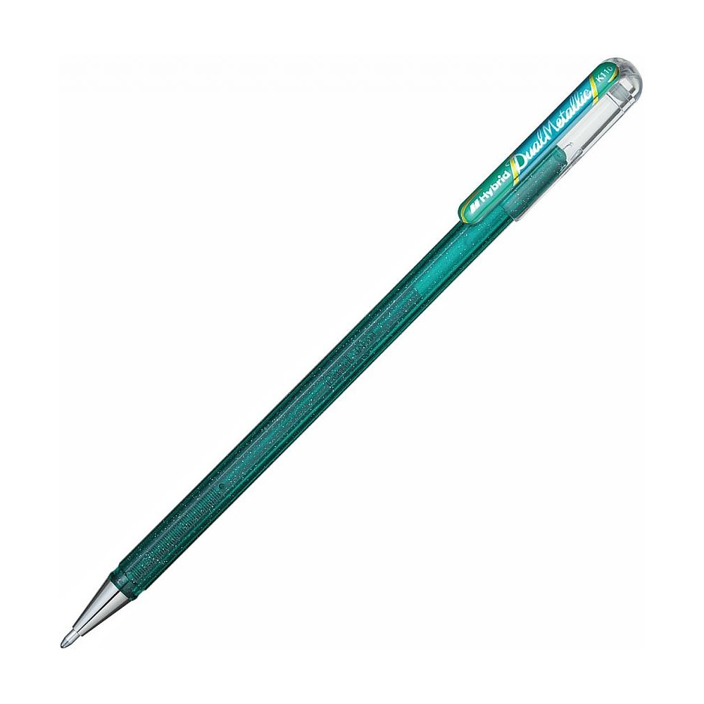 Ручка гелевая "Dual Metallic", 1.0 мм, голубой, стерж. голубой - 3