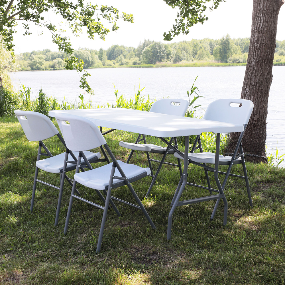 Стол складной 1520х760х740 мм, пластик, белый - 5