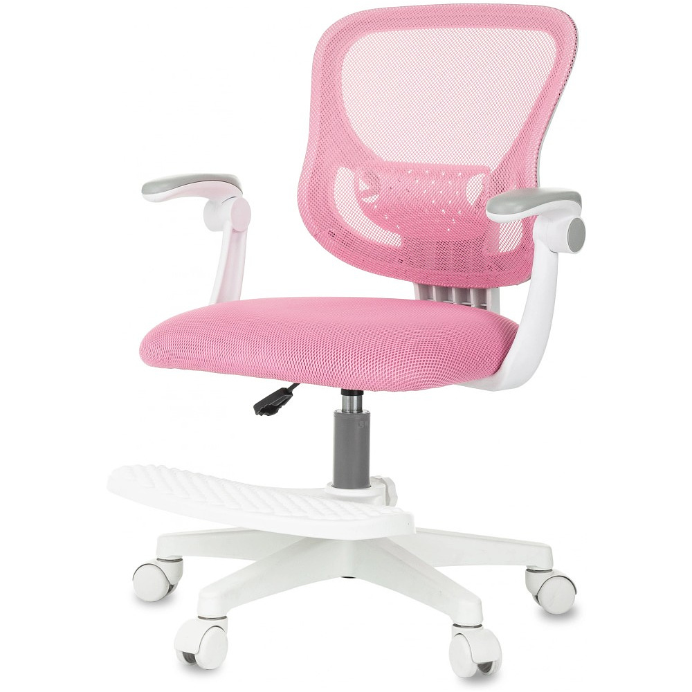 Кресло детское Бюрократ Burokids 3, сетка, ткань, пластик, корпус белый, подставка для ног, розовый - 3