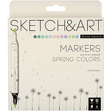 Набор двусторонних маркеров для скетчинга "Sketch&Art. Весенний пейзаж", 12 цветов